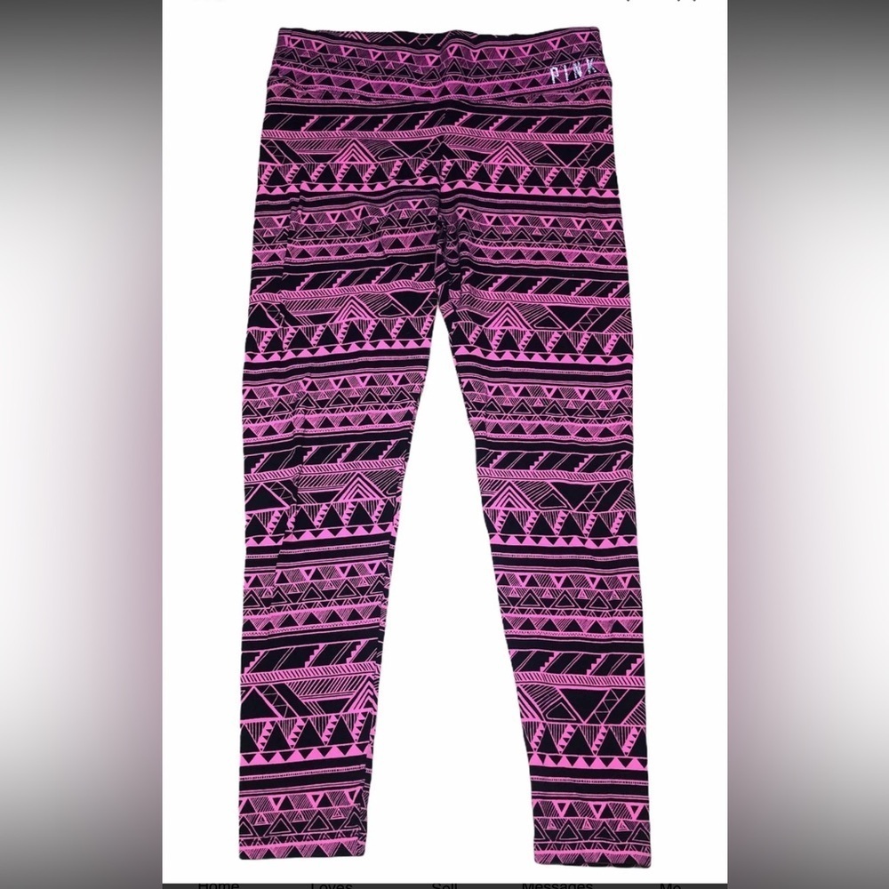 Pink Victorias Secret Leggings Size Large Geometric Print Black/Pink High Rise